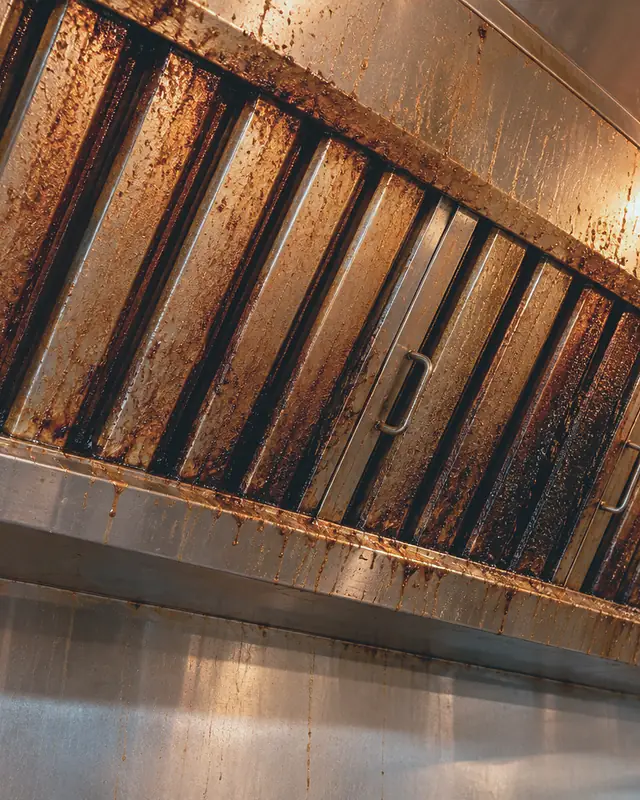 Example, before: grease on a kitchen exhaust hood