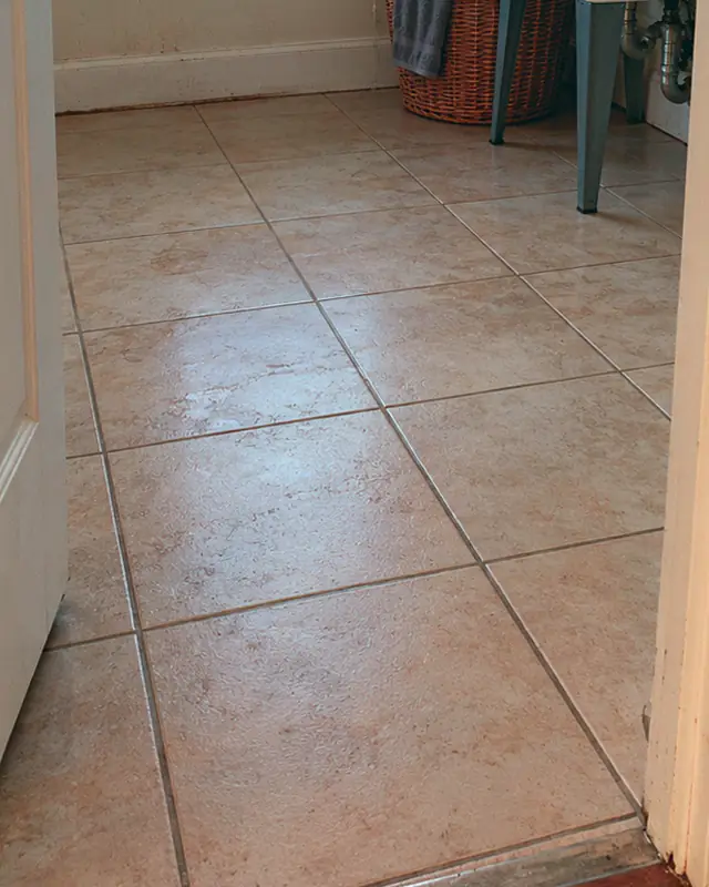 Example, after: standing water in a laundry room