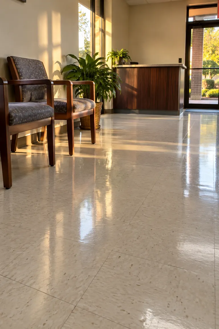 A gleaming hard floor in an office lobby