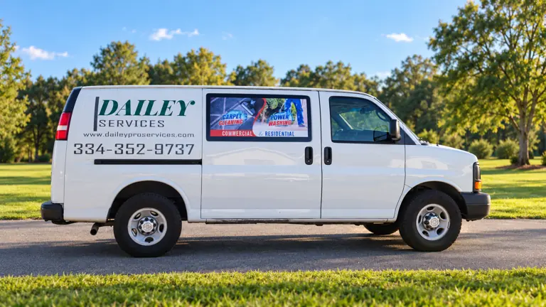 A Dailey Services van parked on a country drive